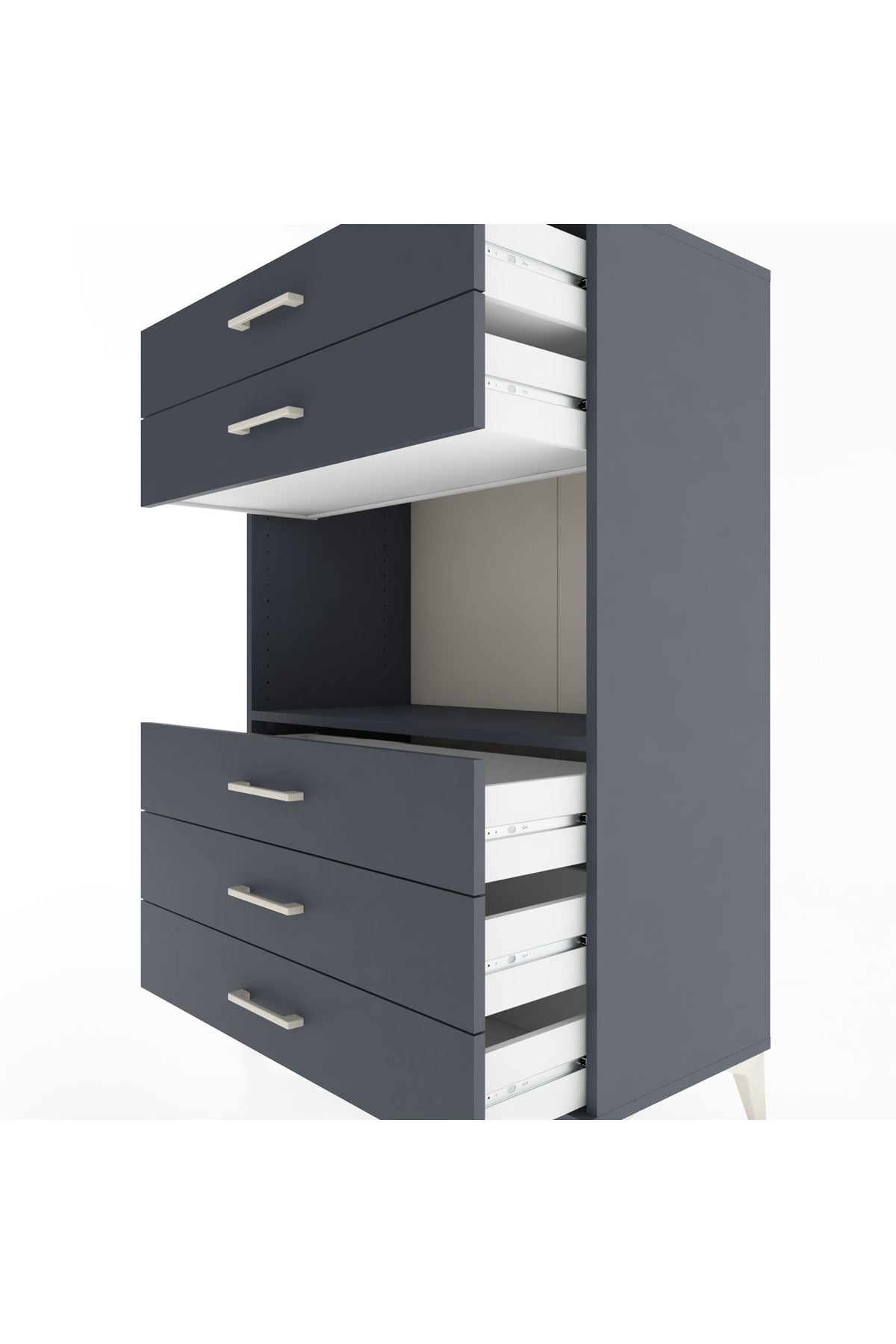 Hyperion Dolap Tek Raflı 5 Çekmeceli 88x44x134 - S51M126V5B