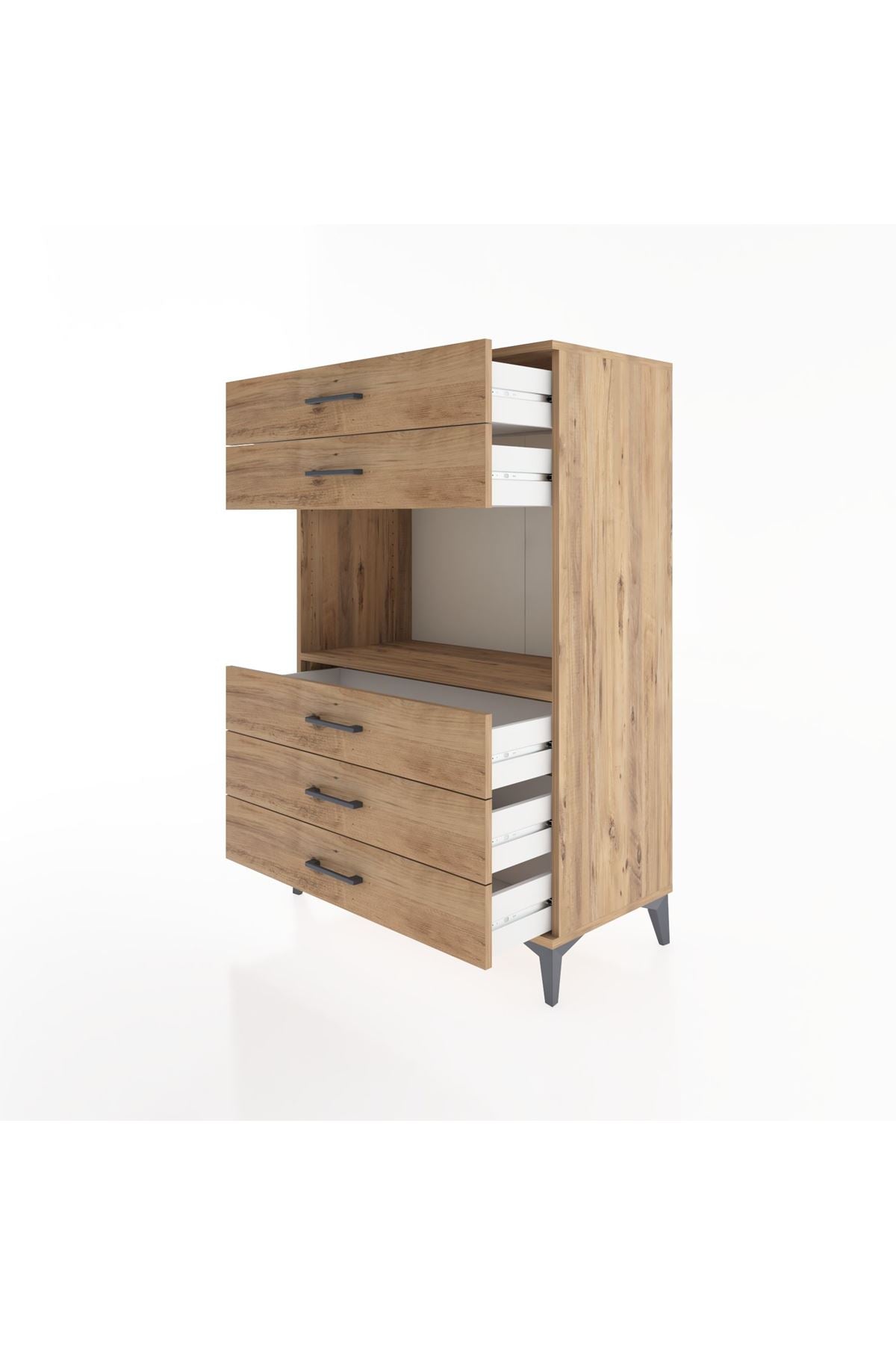 Hyperion Dolap Tek Raflı 5 Çekmeceli 88x44x134 - S51M126V9B