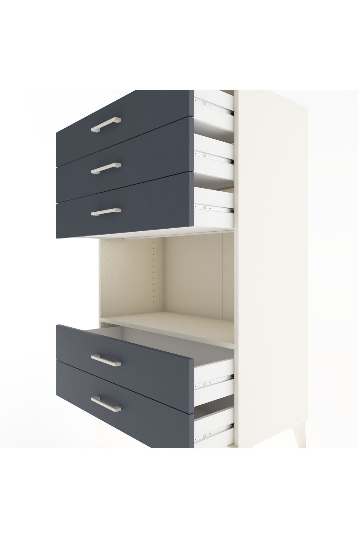 Hyperion Dolap Tek Raflı 5 Çekmeceli 88x44x134 - S51M127V2B