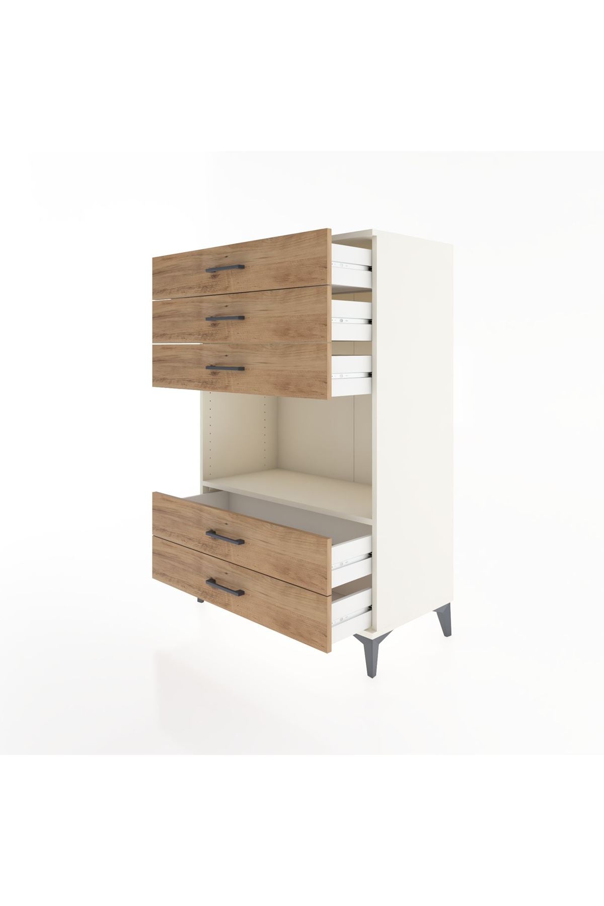 Hyperion Dolap Tek Raflı 5 Çekmeceli 88x44x134 - S51M127V3B