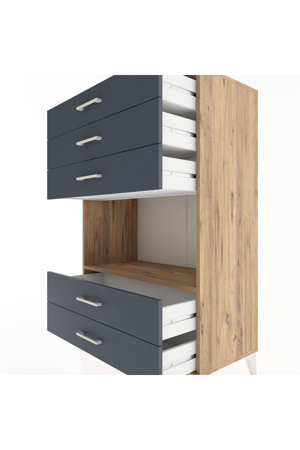 Hyperion Dolap Tek Raflı 5 Çekmeceli 88x44x134 - S51M127V8B