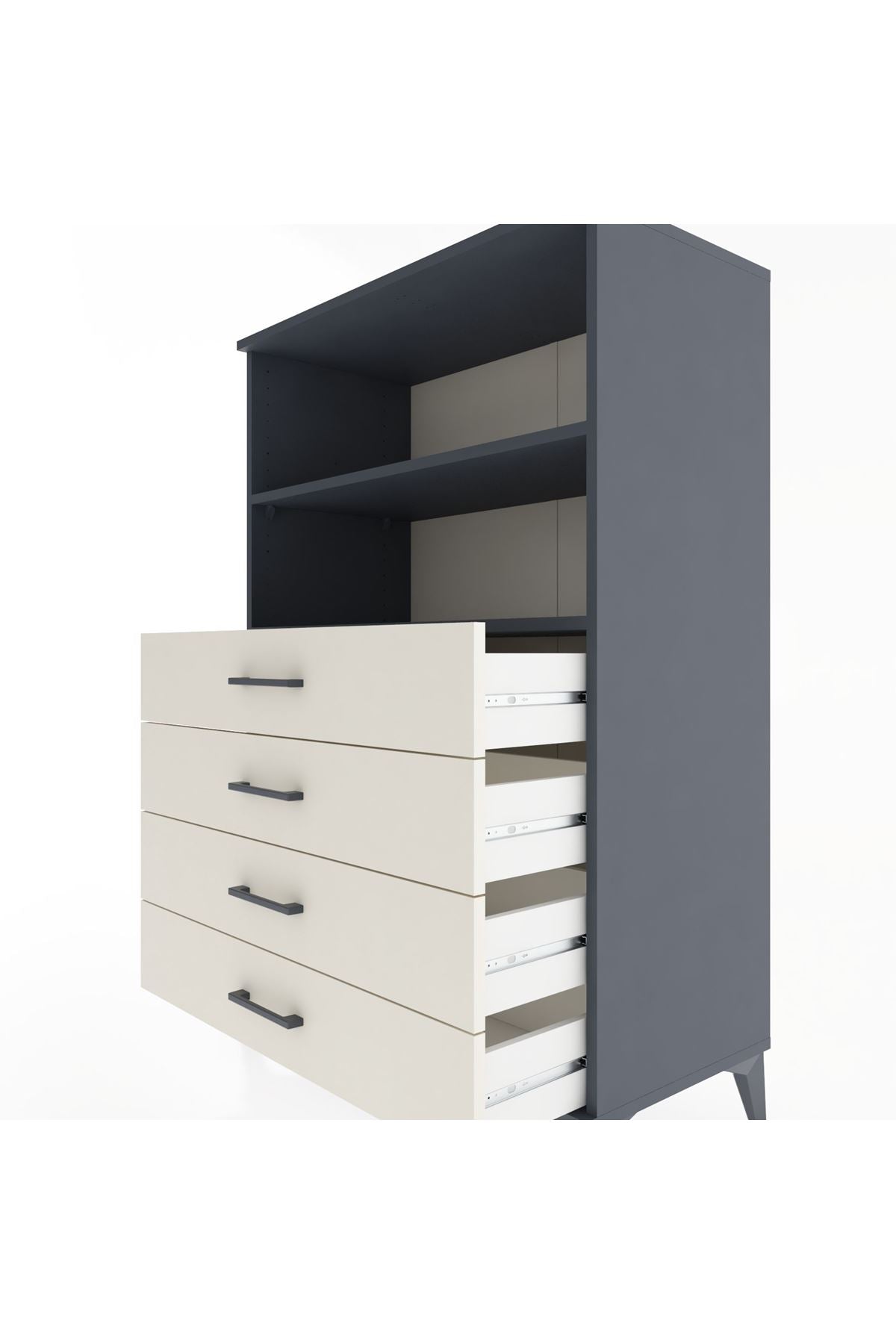 Hyperion Dolap 2 Raflı 4 Çekmeceli 88x44x134 - S51M129V4B