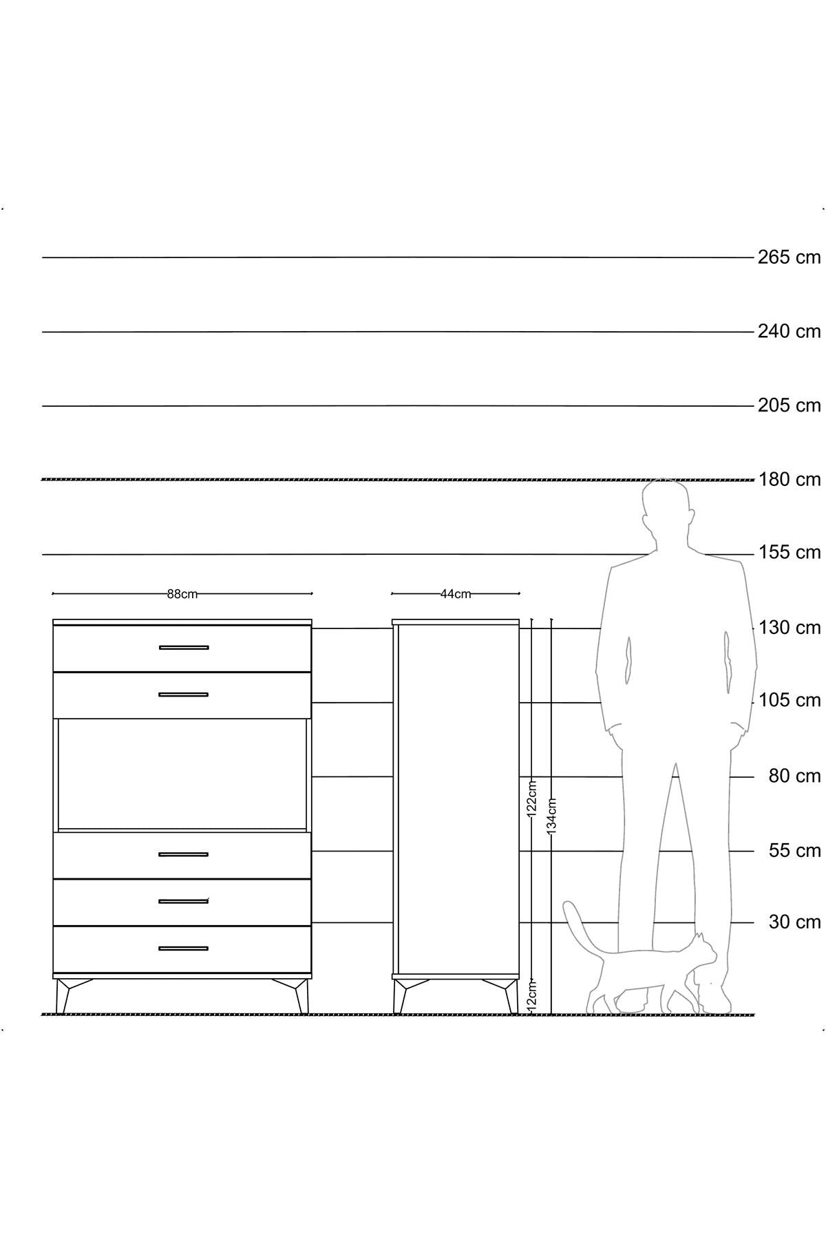 Hyperion Dolap Tek Raflı 5 Çekmeceli 88x44x134 - S51M126V3B
