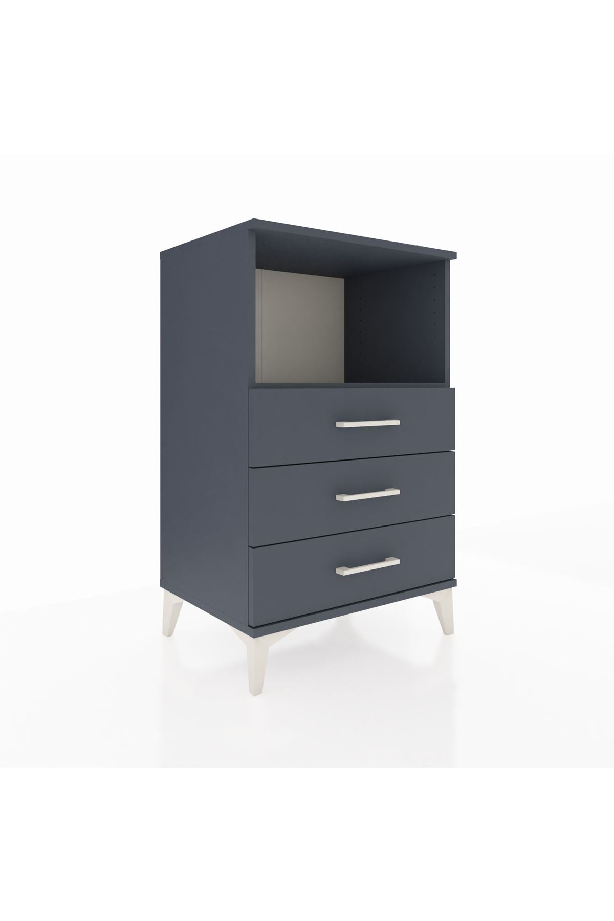 Hyperion Komodin Tek Raflı 3 Çekmeceli 60x44x96 Antrasit-Antrasit