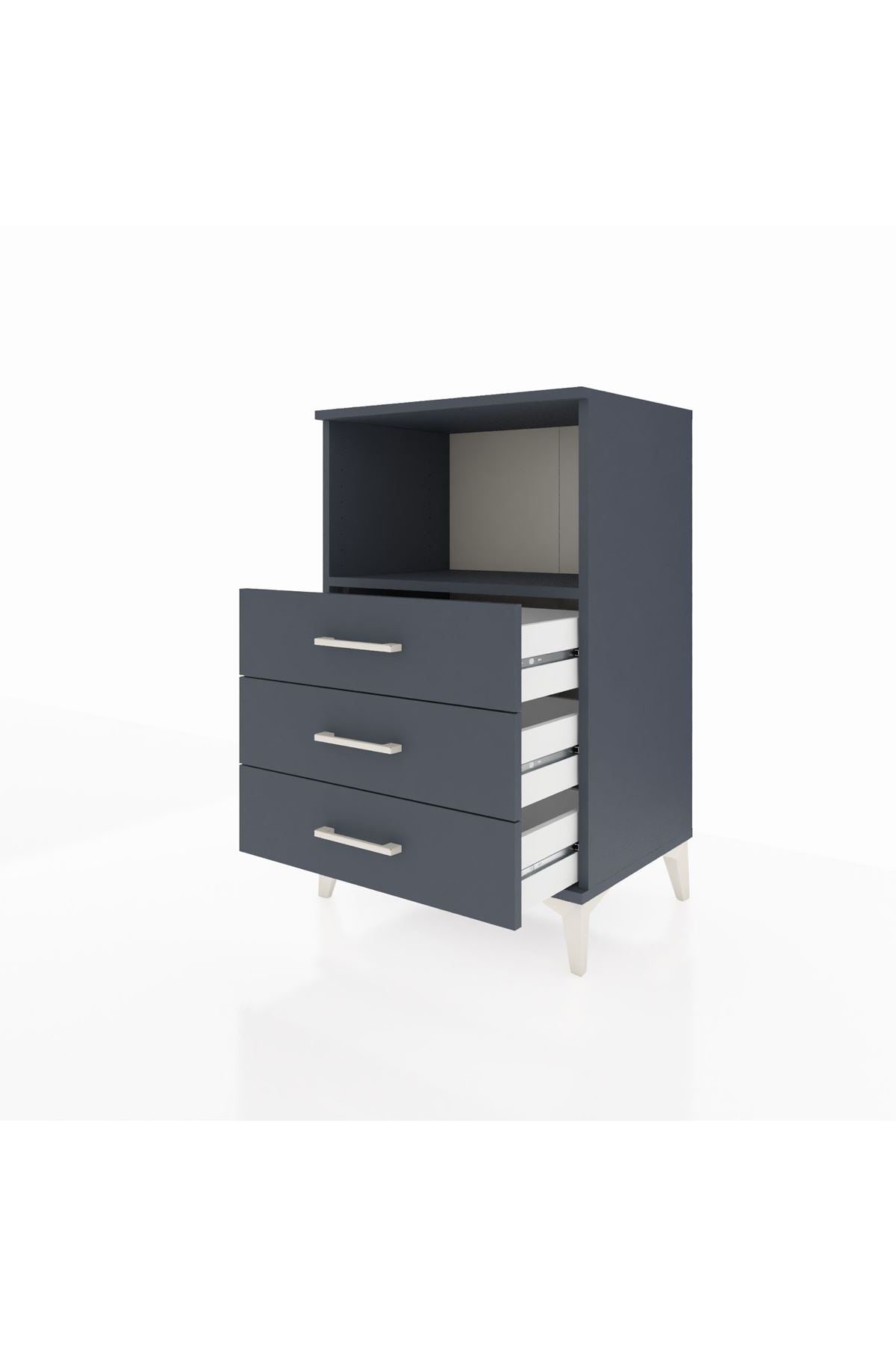 Hyperion Komodin Tek Raflı 3 Çekmeceli 60x44x96 Antrasit-Antrasit