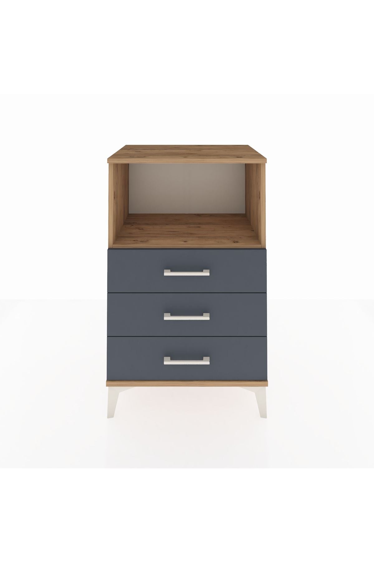 Hyperion Komodin Tek Raflı 3 Çekmeceli 60x44x96 Çam-Antrasit