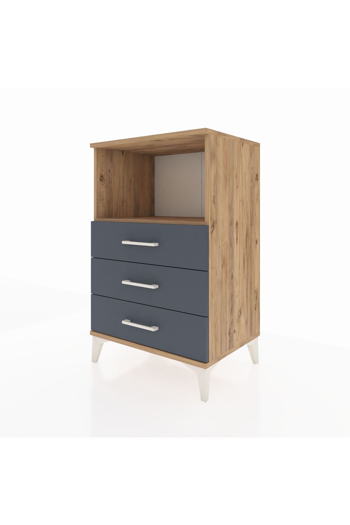 Hyperion Komodin Tek Raflı 3 Çekmeceli 60x44x96 Çam-Antrasit