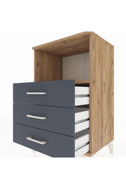 Hyperion Komodin Tek Raflı 3 Çekmeceli 60x44x96 Çam-Antrasit