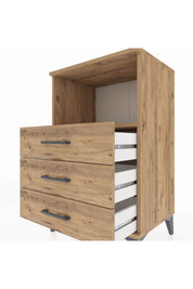 Hyperion Komodin Tek Raflı 3 Çekmeceli 60x44x96 Çam-Çam