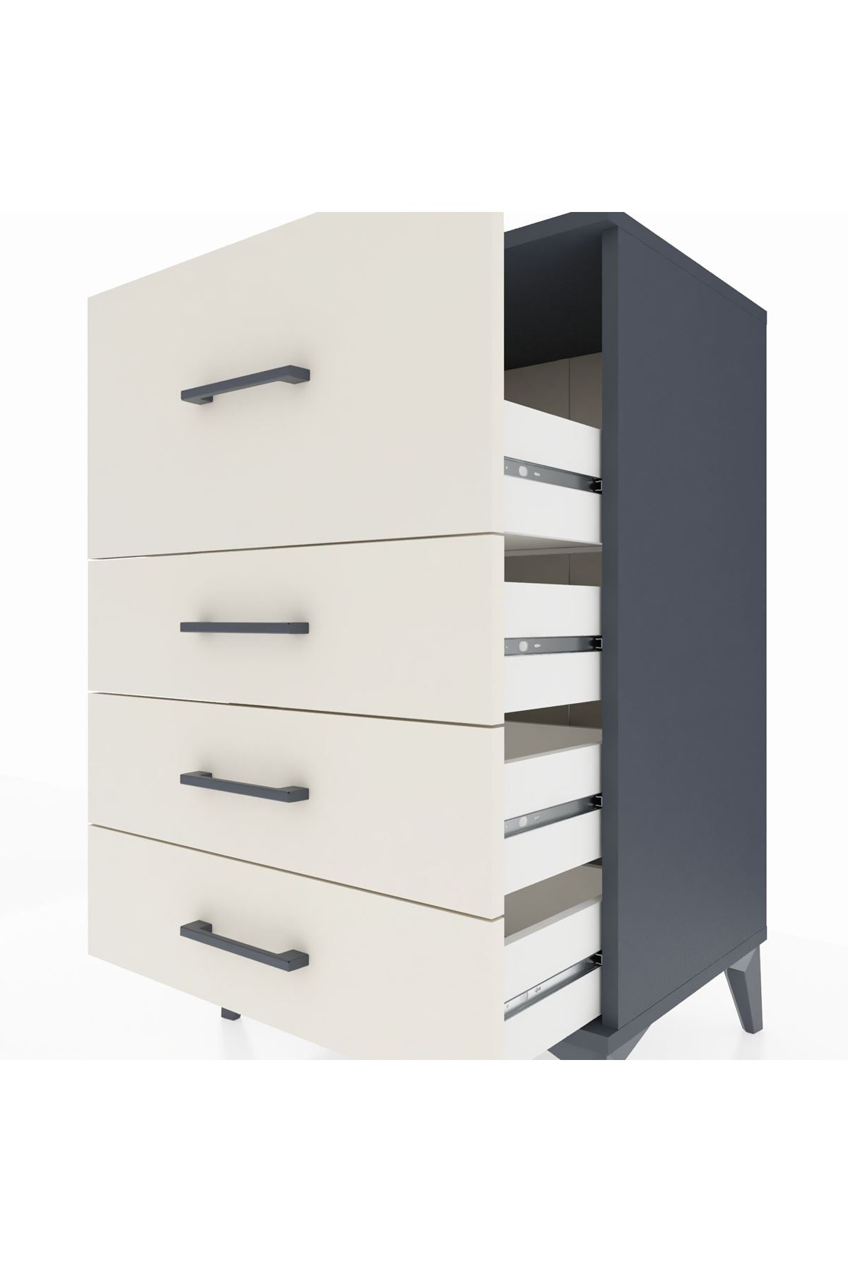 Hyperion Komodin 4 Çekmeceli 60x44x96 Antrasit-Aytaşı