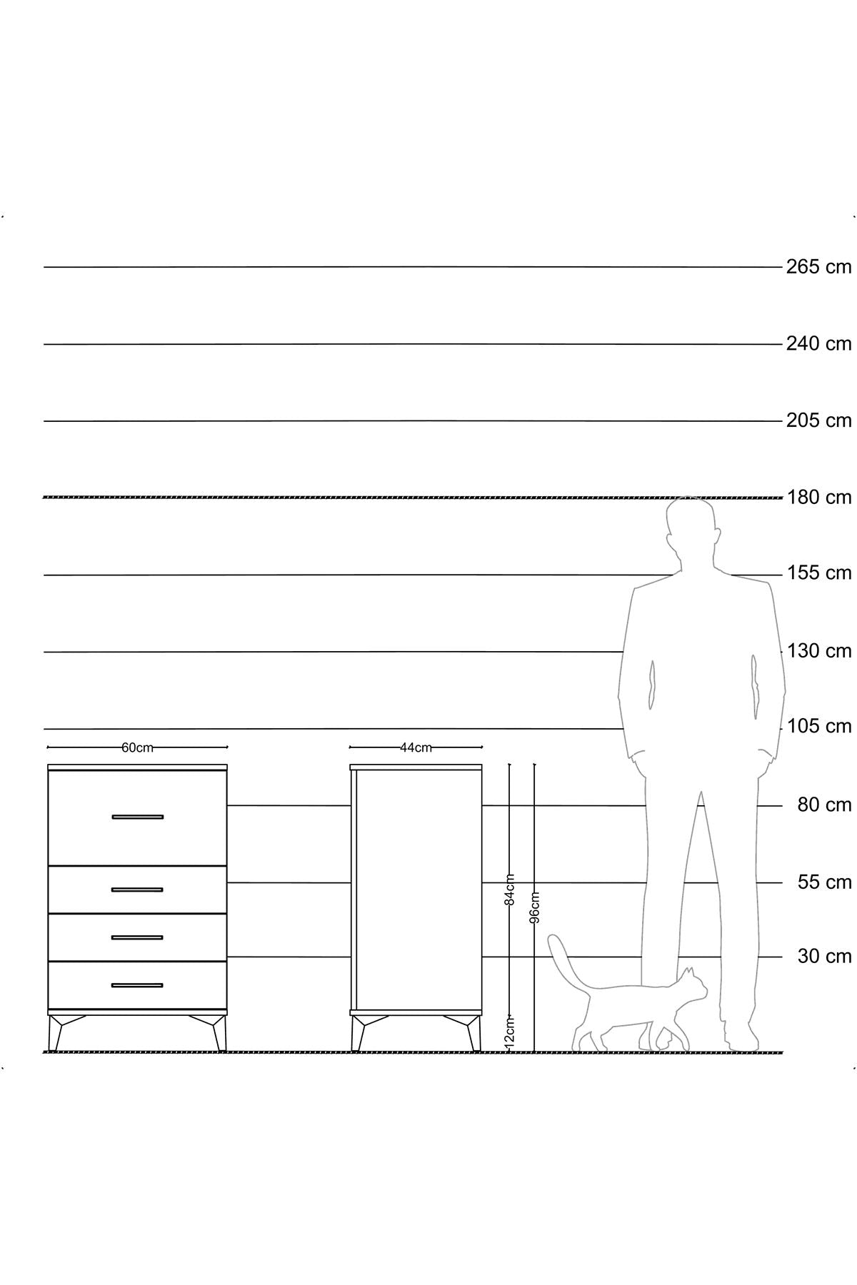 Hyperion Komodin 4 Çekmeceli 60x44x96 Aytaşı-Çam