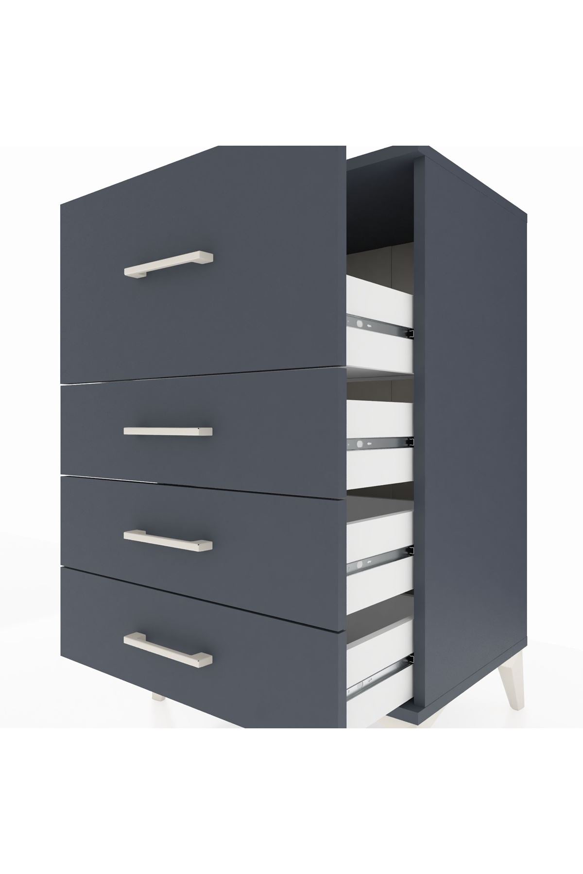 Hyperion Komodin 4 Çekmeceli 60x44x96 Antrasit-Antrasit
