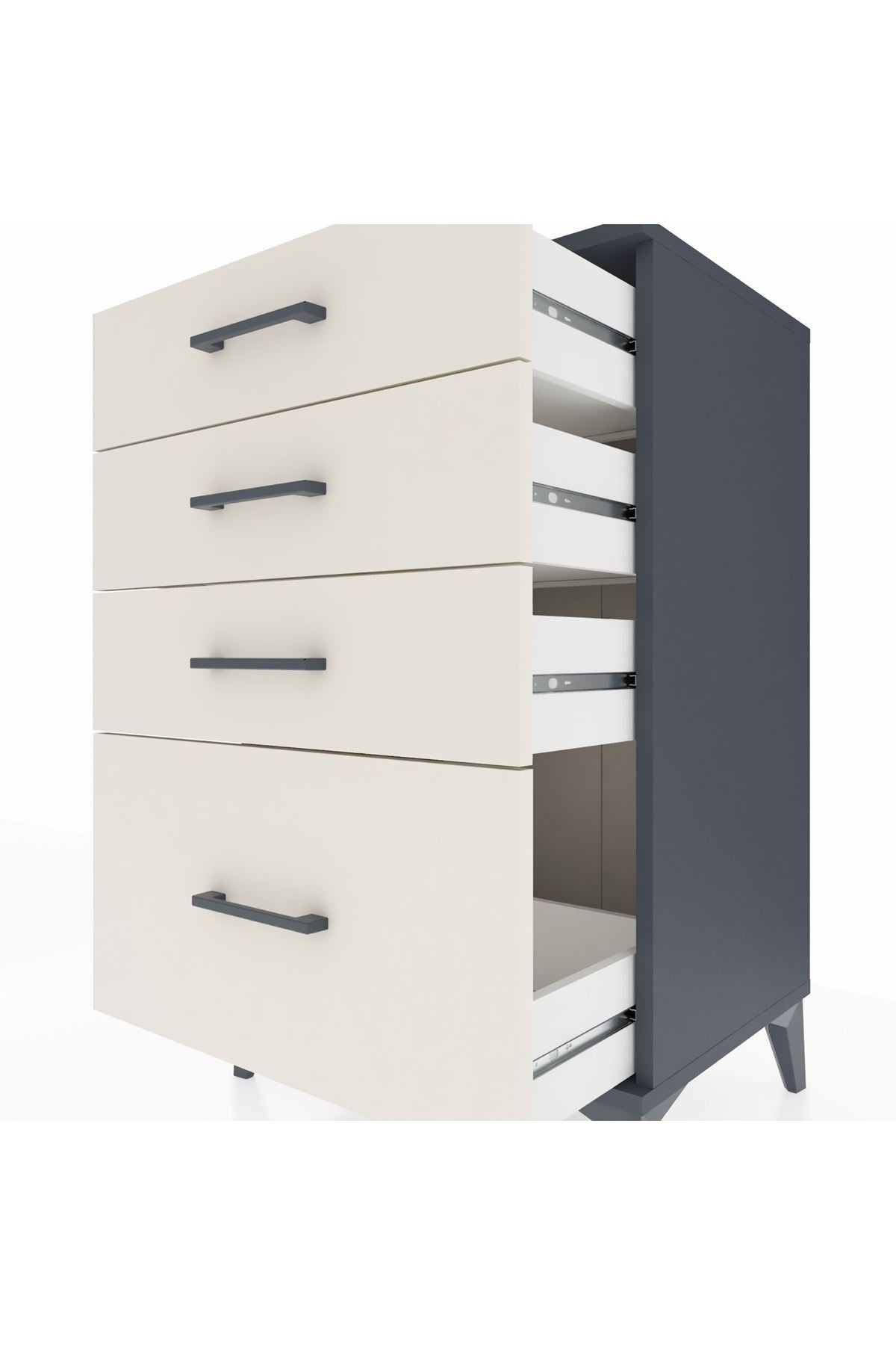 Hyperion Komodin 4 Çekmeceli 60x44x96 Antrasit-Aytaşı