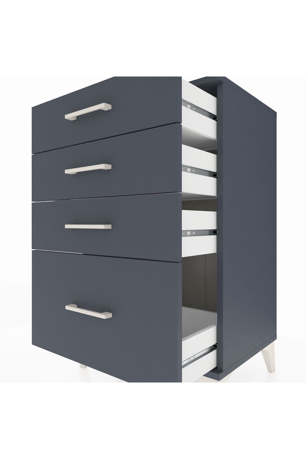 Hyperion Komodin 4 Çekmeceli 60x44x96 Antrasit-Antrasit