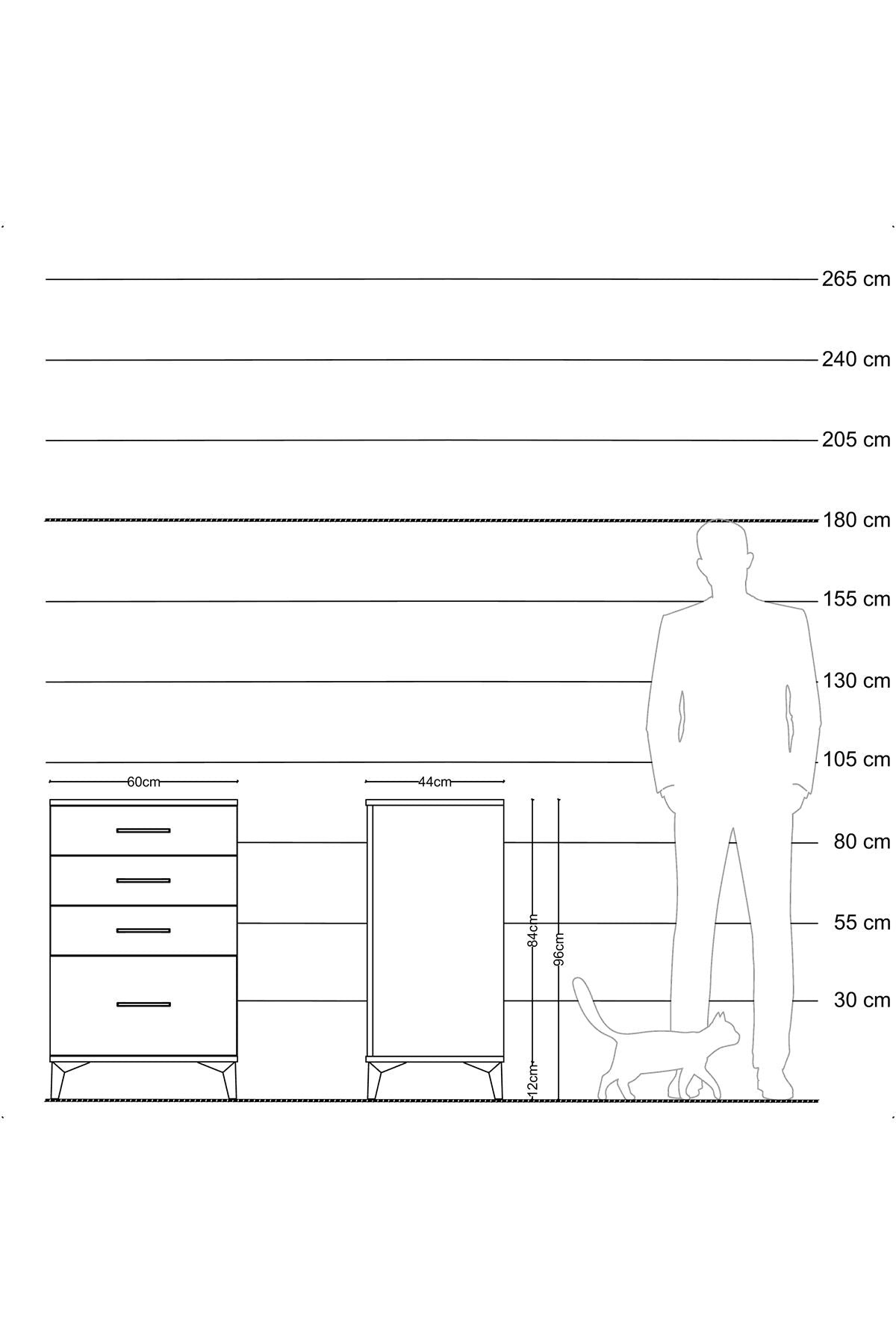 Hyperion Komodin 4 Çekmeceli 60x44x96 Antrasit-Aytaşı