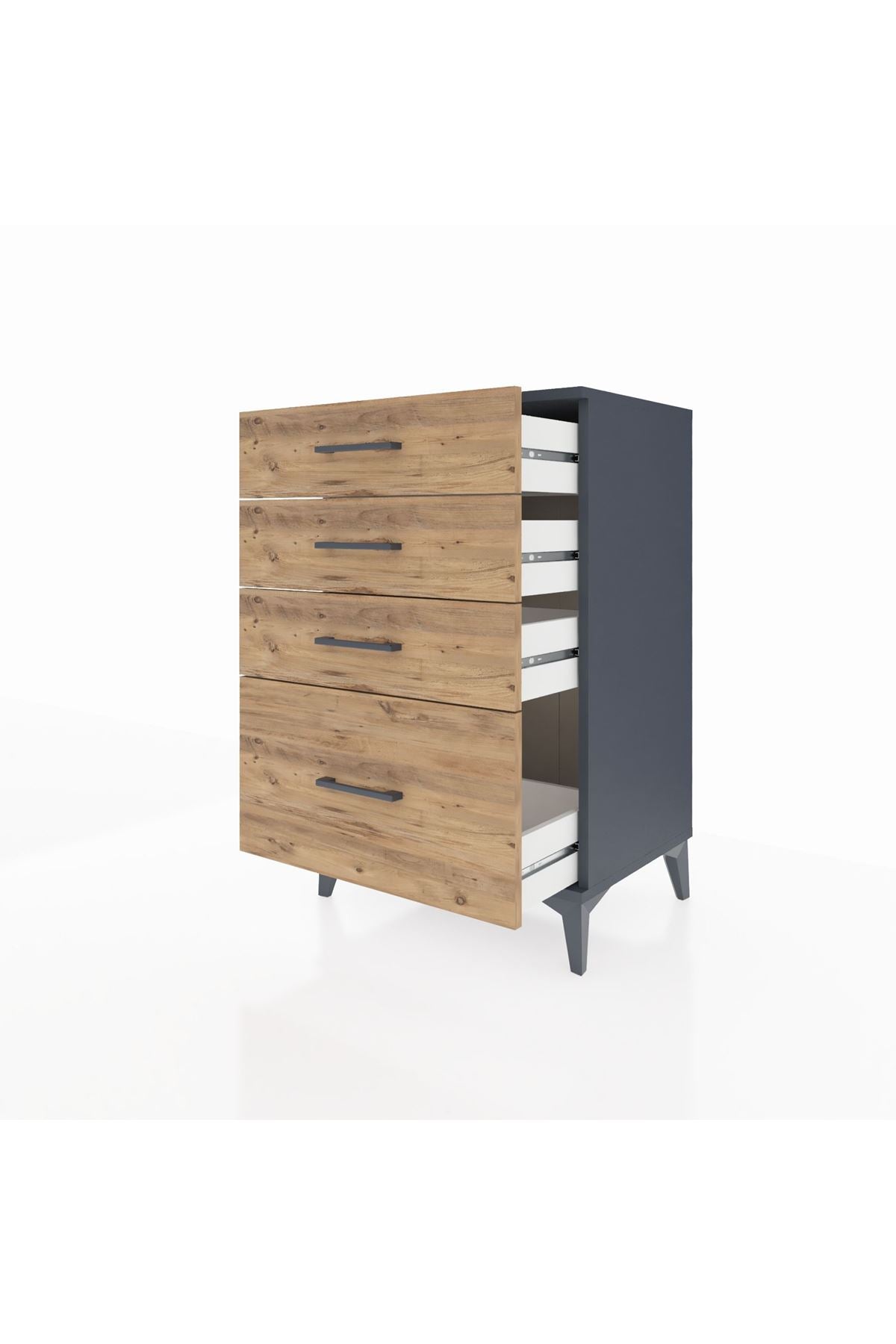 Hyperion Komodin 4 Çekmeceli 60x44x96 Antrasit-Çam