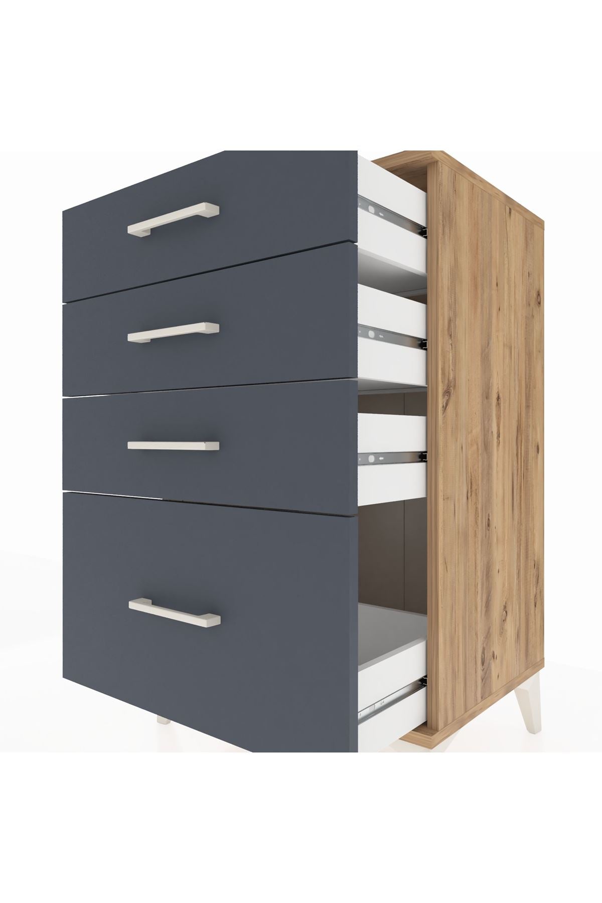 Hyperion Komodin 4 Çekmeceli 60x44x96 Çam-Antrasit