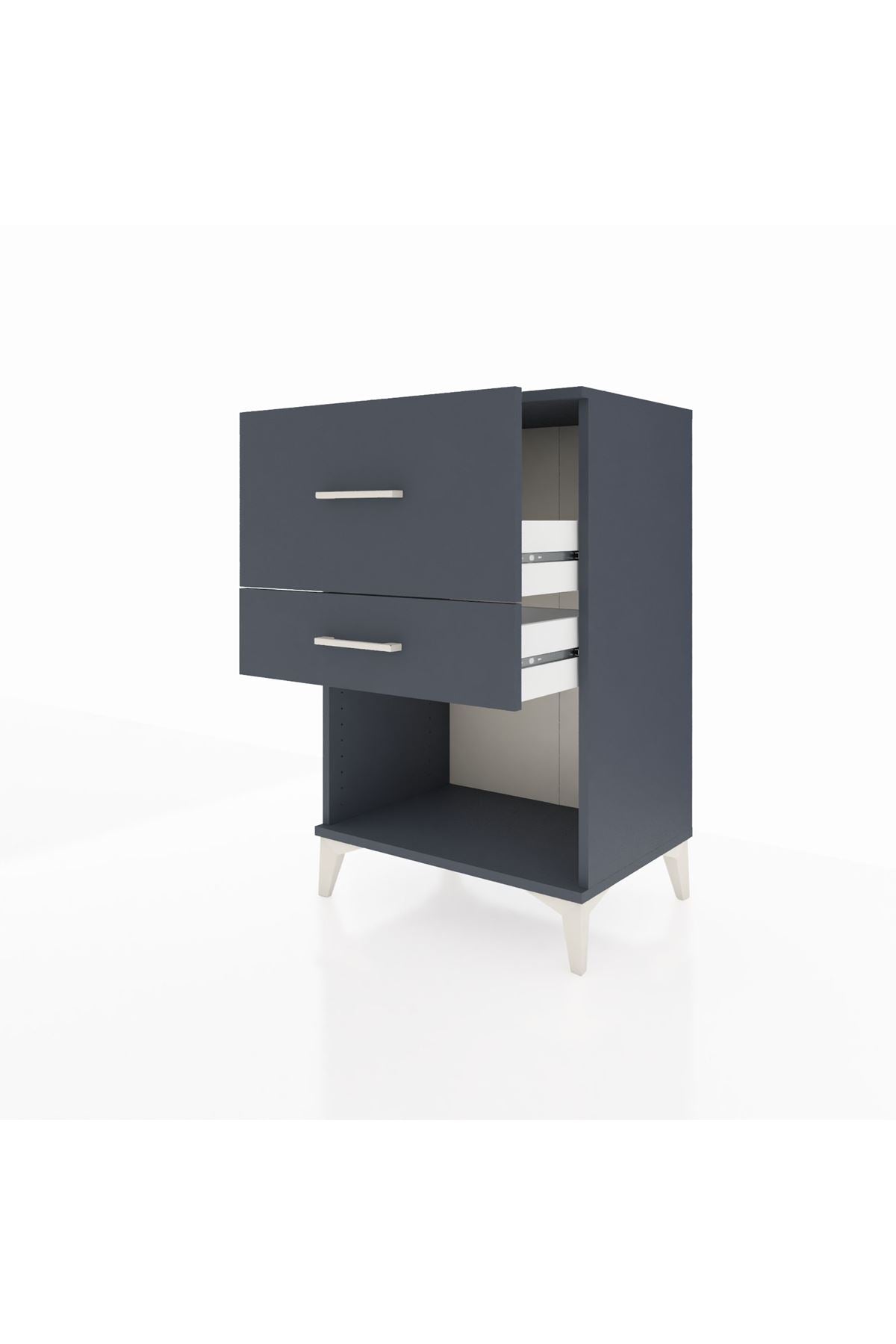 Hyperion Komodin 2 Çekmeceli 60x44x96 Antrasit-Antrasit