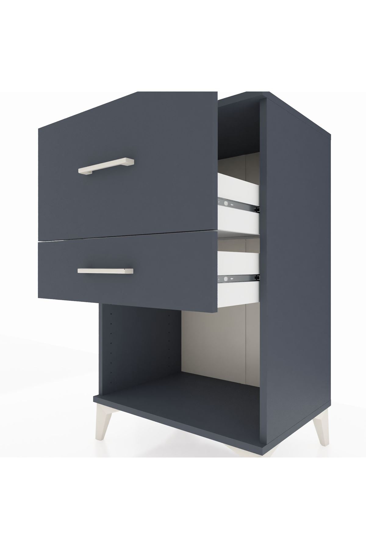 Hyperion Komodin 2 Çekmeceli 60x44x96 Antrasit-Antrasit