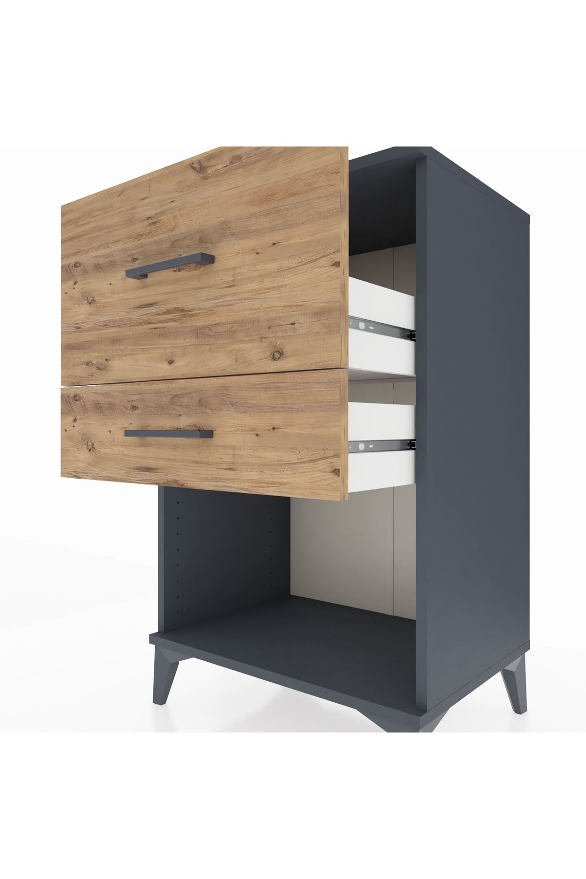 Hyperion Komodin 2 Çekmeceli 60x44x96 Antrasit-Çam