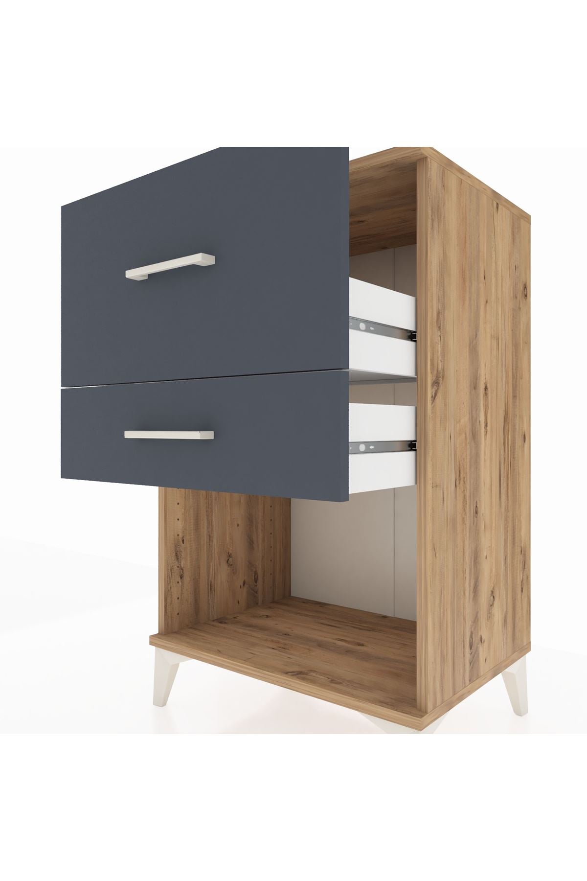 Hyperion Komodin 2 Çekmeceli 60x44x96 Çam-Antrasit