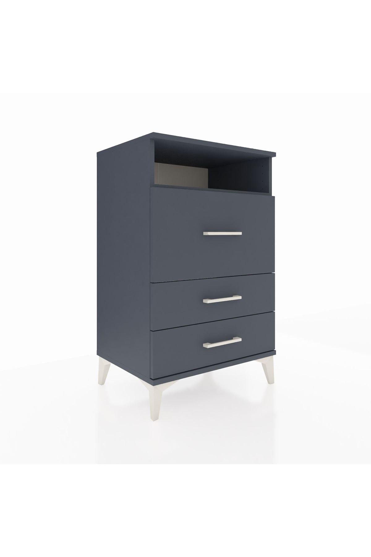 Hyperion Komodin Tek Raflı 3 Çekmeceli 60x44x96 Antrasit-Antrasit