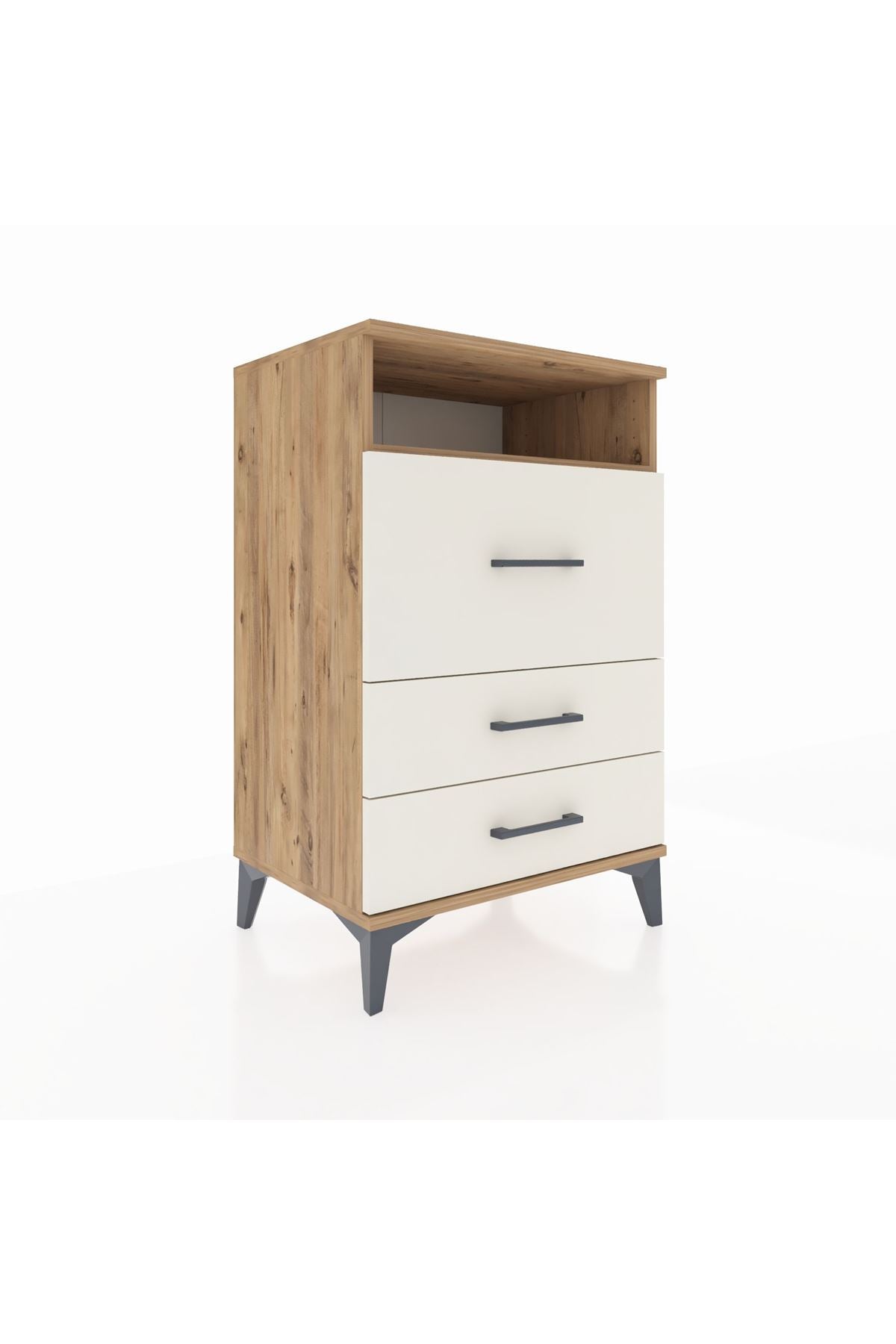 Hyperion Komodin Tek Raflı 3 Çekmeceli 60x44x96 Çam-Aytaşı