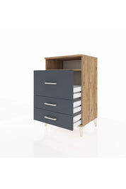 Hyperion Komodin Tek Raflı 3 Çekmeceli 60x44x96 Çam-Antrasit