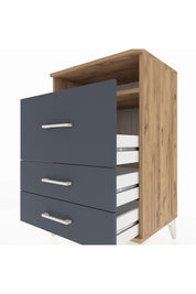 Hyperion Komodin Tek Raflı 3 Çekmeceli 60x44x96 Çam-Antrasit