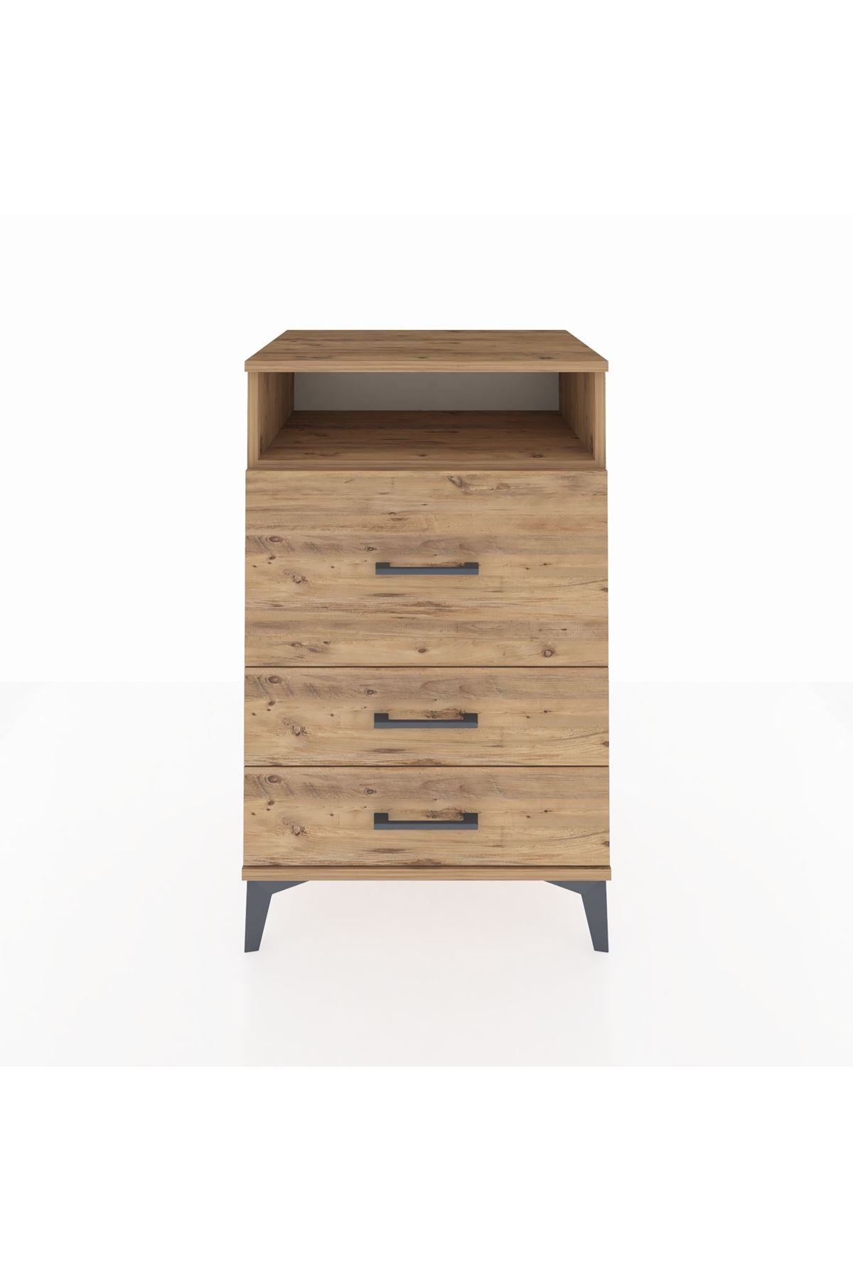 Hyperion Komodin Tek Raflı 3 Çekmeceli 60x44x96 Çam-Çam