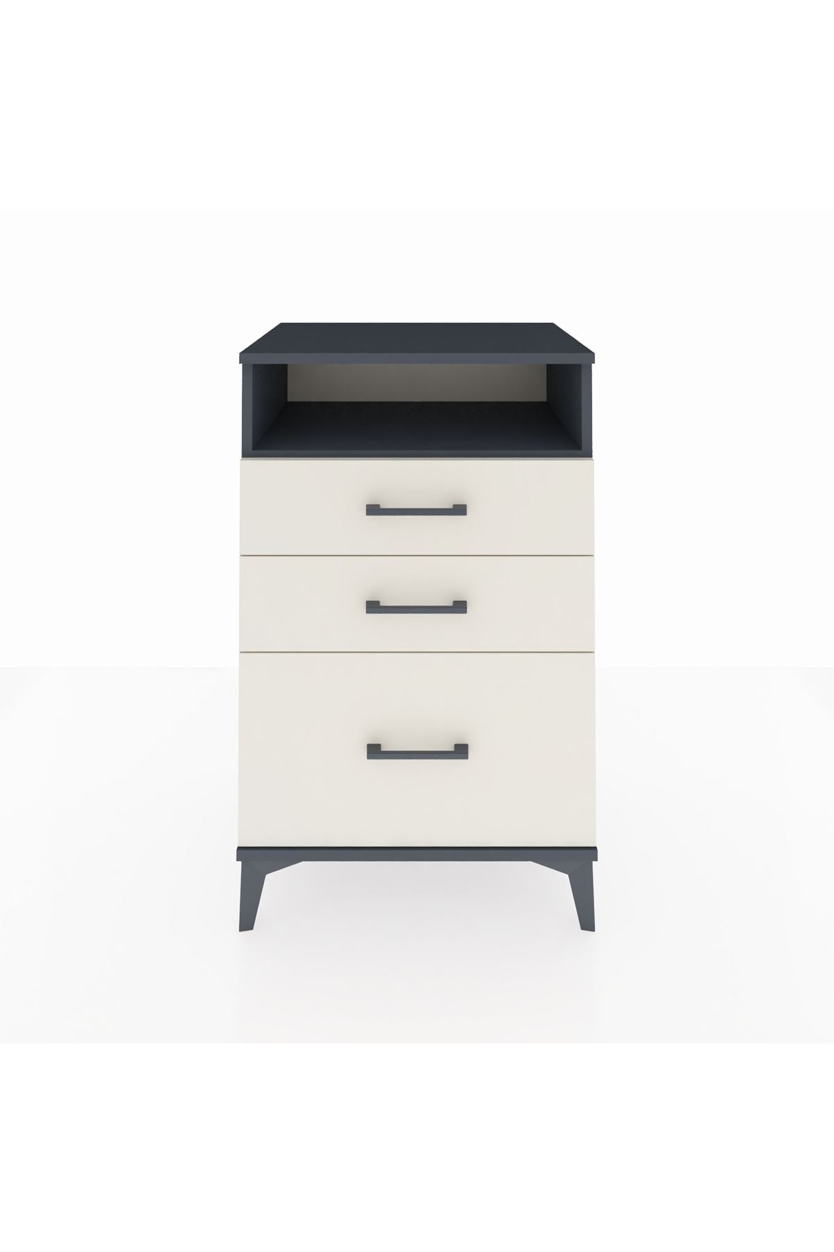 Hyperion Komodin Tek Raflı 3 Çekmeceli 60x44x96 Antrasit-Aytaşı