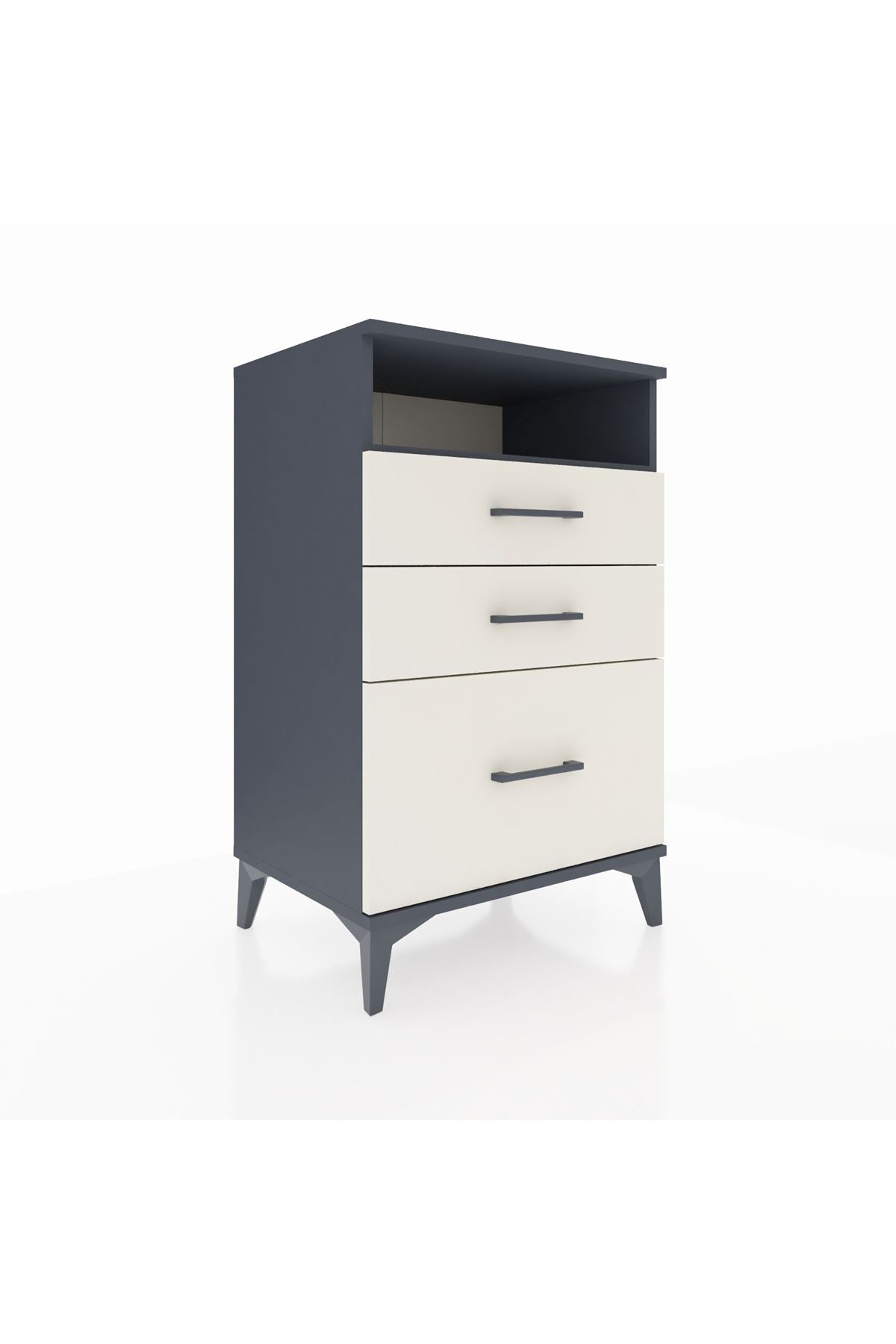 Hyperion Komodin Tek Raflı 3 Çekmeceli 60x44x96 Antrasit-Aytaşı