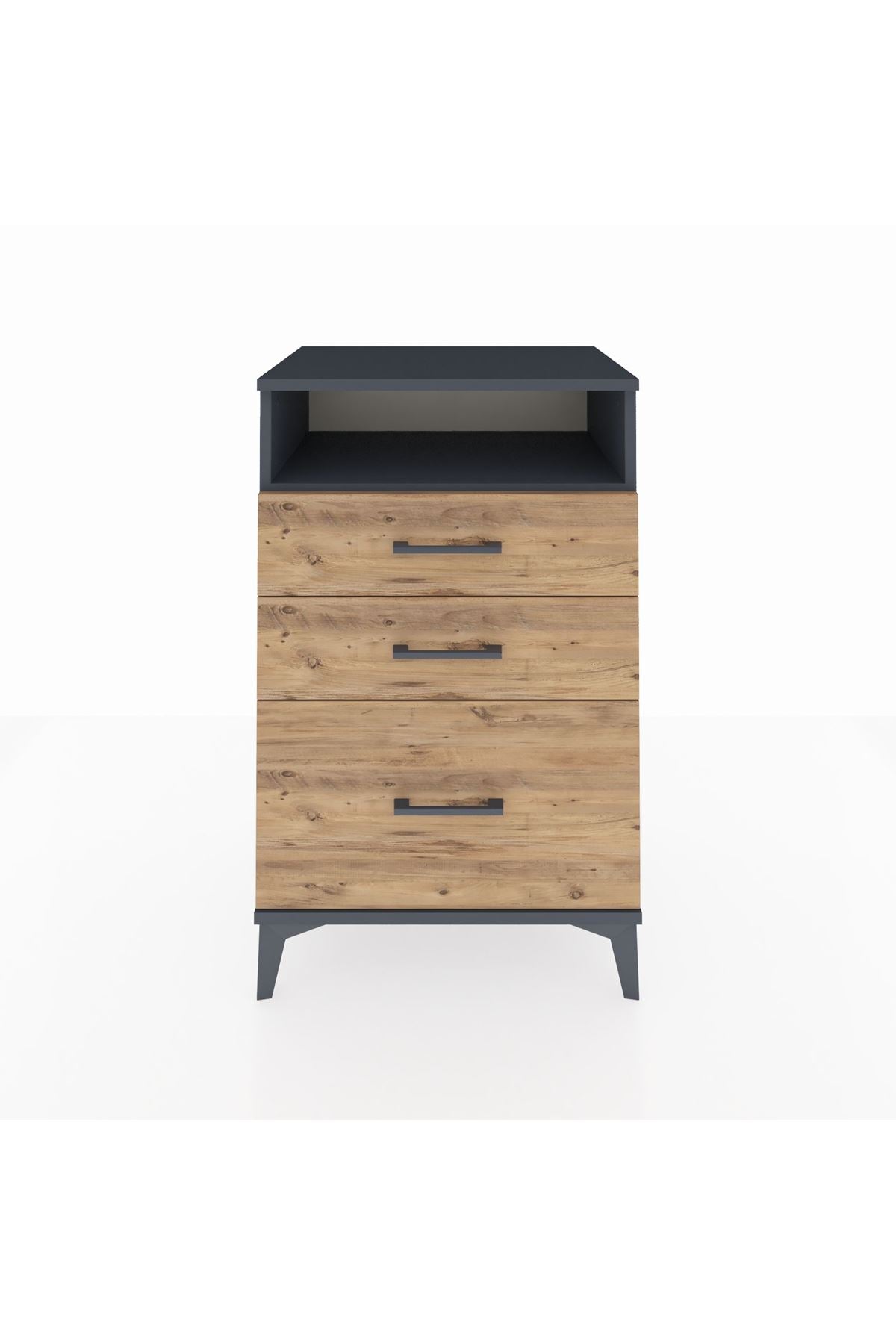 Hyperion Komodin Tek Raflı 3 Çekmeceli 60x44x96 Antrasit-Çam