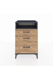 Hyperion Komodin Tek Raflı 3 Çekmeceli 60x44x96 Antrasit-Çam