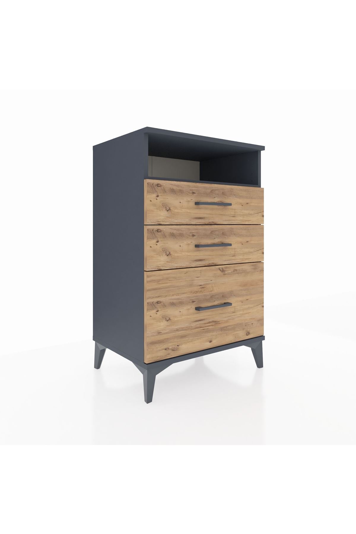 Hyperion Komodin Tek Raflı 3 Çekmeceli 60x44x96 Antrasit-Çam