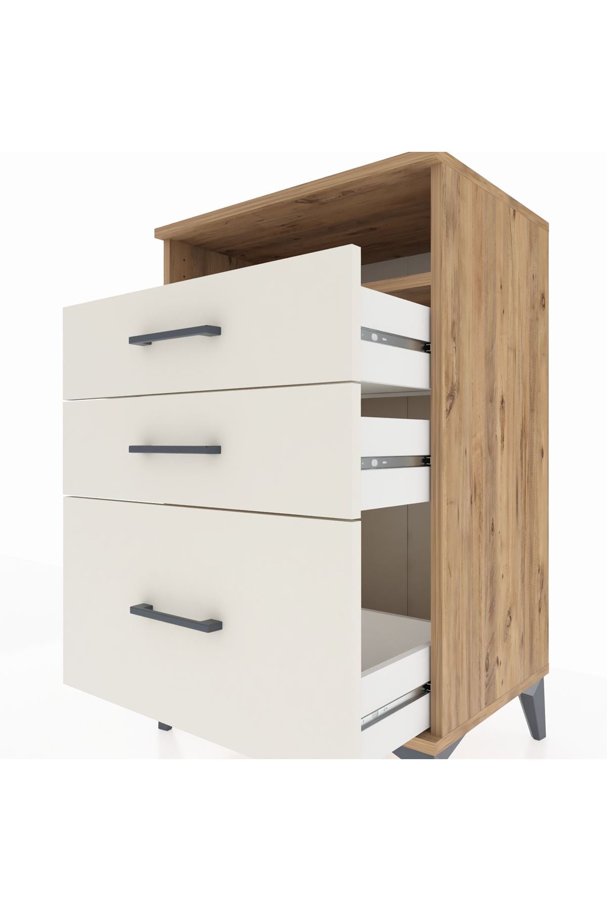 Hyperion Komodin Tek Raflı 3 Çekmeceli 60x44x96 Çam-Aytaşı