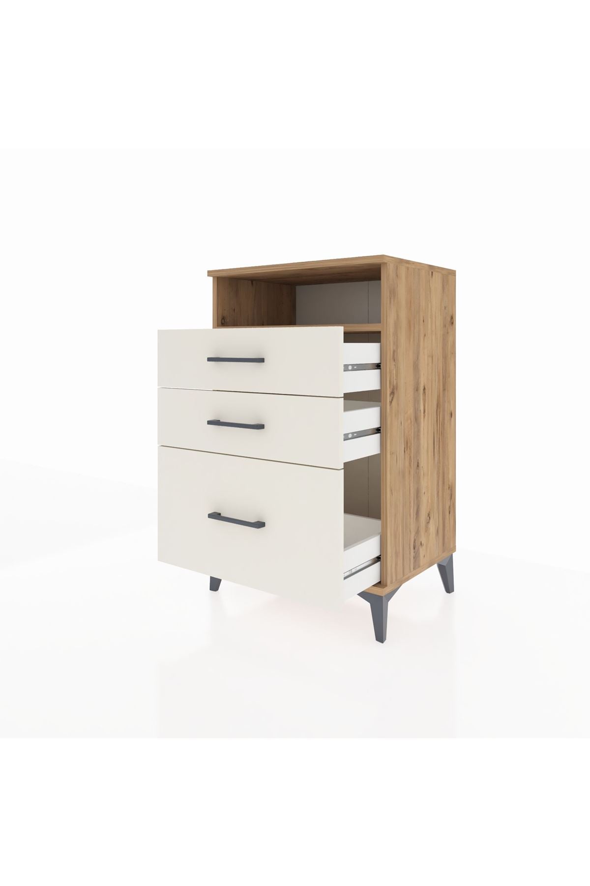 Hyperion Komodin Tek Raflı 3 Çekmeceli 60x44x96 Çam-Aytaşı