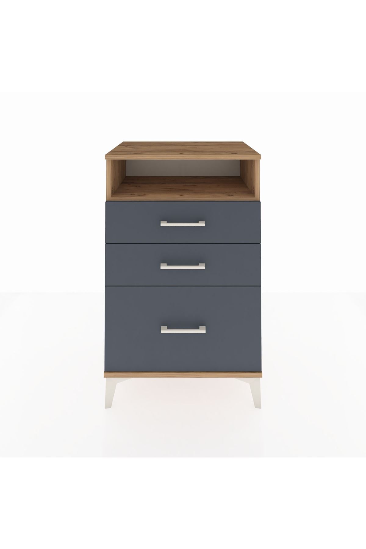 Hyperion Komodin Tek Raflı 3 Çekmeceli 60x44x96 Çam-Antrasit