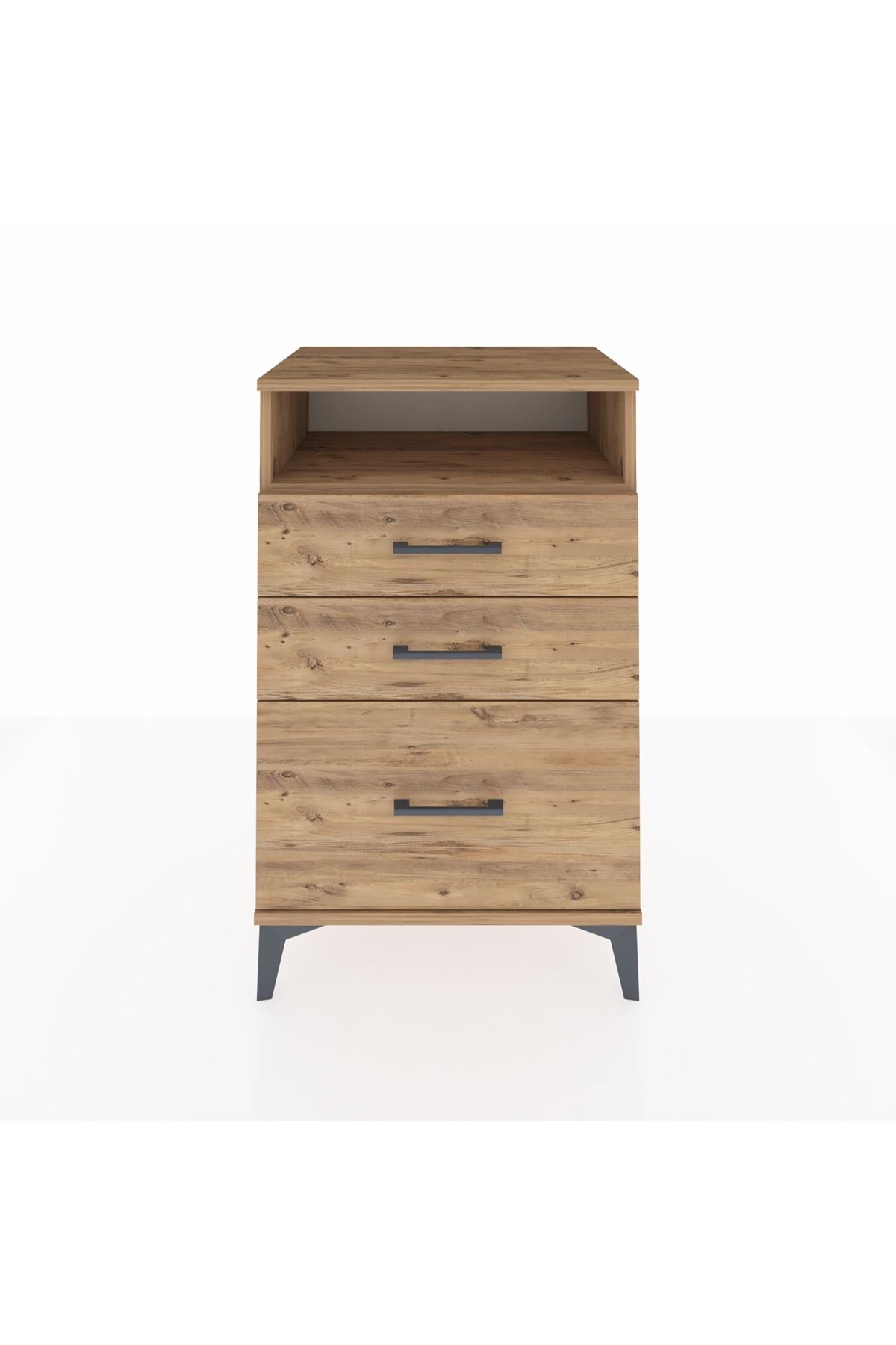 Hyperion Komodin Tek Raflı 3 Çekmeceli 60x44x96 Çam-Çam