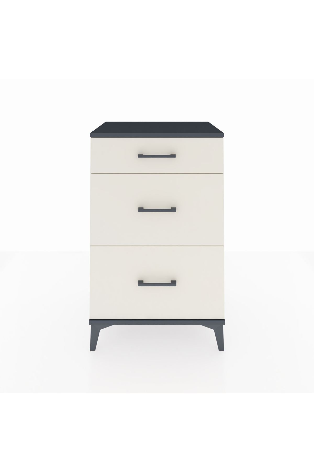 Hyperion Komodin 3 Çekmeceli 60x44x96 Antrasit-Aytaşı