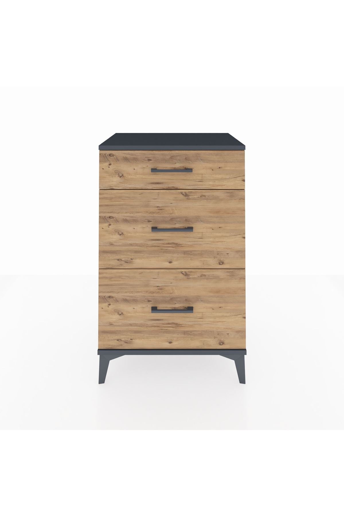 Hyperion Komodin 3 Çekmeceli 60x44x96 Antrasit-Çam