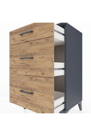 Hyperion Komodin 3 Çekmeceli 60x44x96 Antrasit-Çam