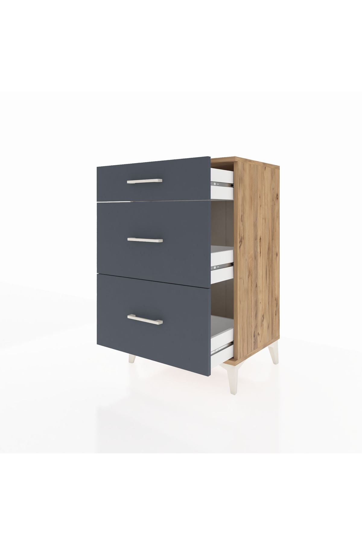 Hyperion Komodin 3 Çekmeceli 60x44x96 Çam-Antrasit