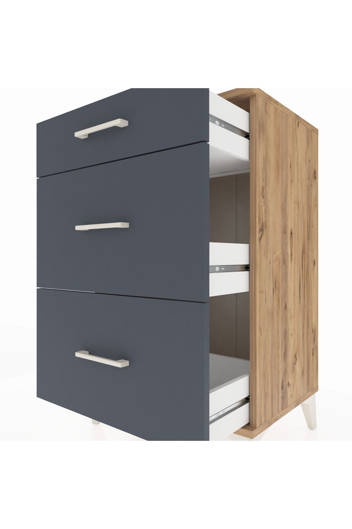 Hyperion Komodin 3 Çekmeceli 60x44x96 Çam-Antrasit