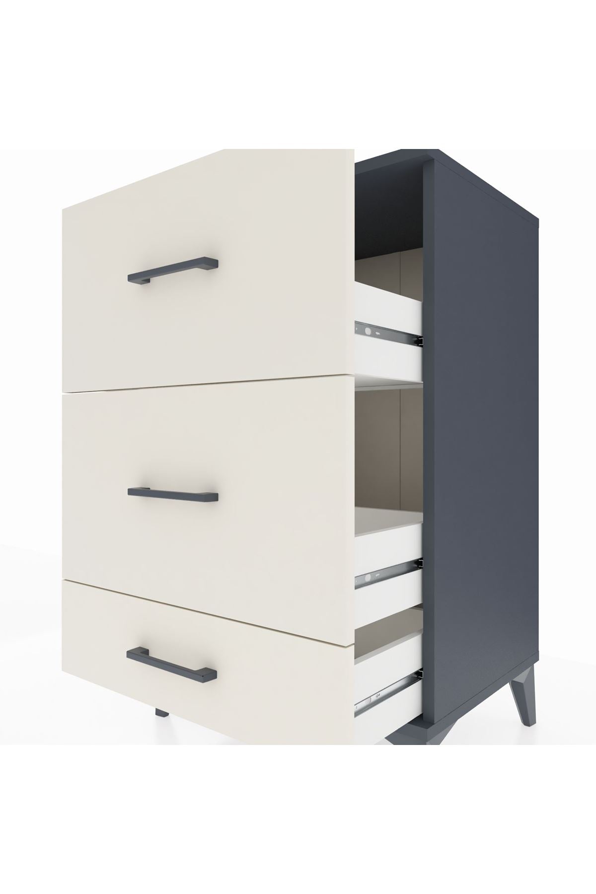 Hyperion Komodin 3 Çekmeceli 60x44x96 Antrasit-Aytaşı