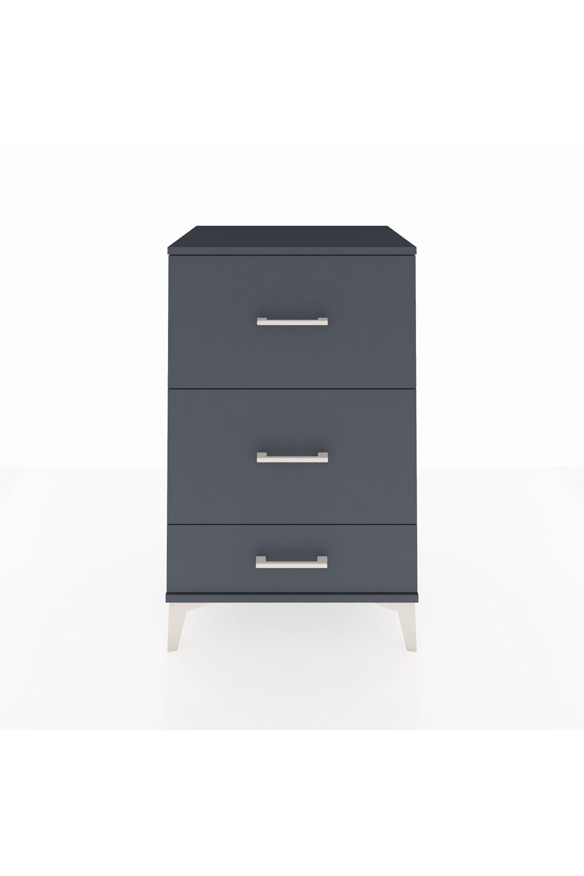 Hyperion Komodin 3 Çekmeceli 60x44x96 Antrasit-Antrasit