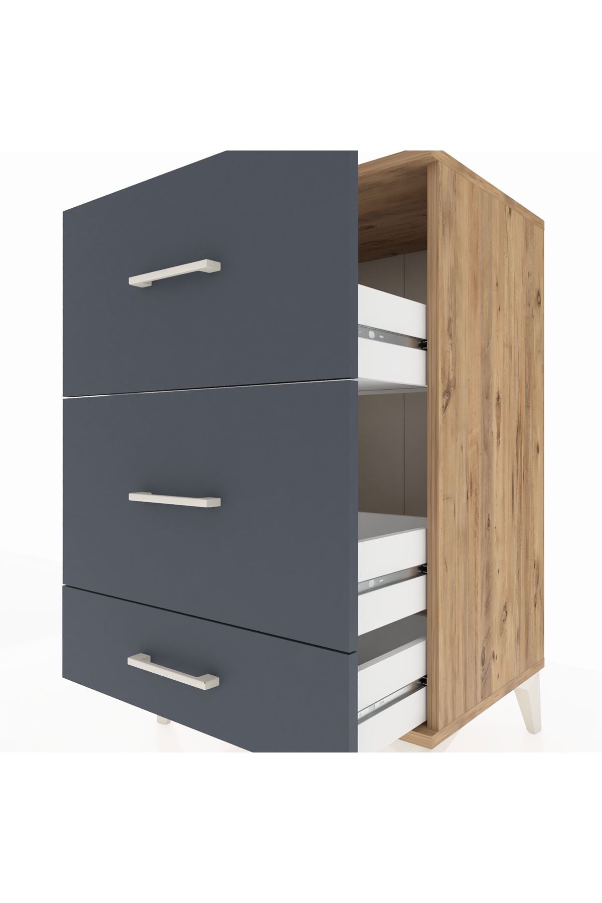 Hyperion Komodin 3 Çekmeceli 60x44x96 Çam-Antrasit