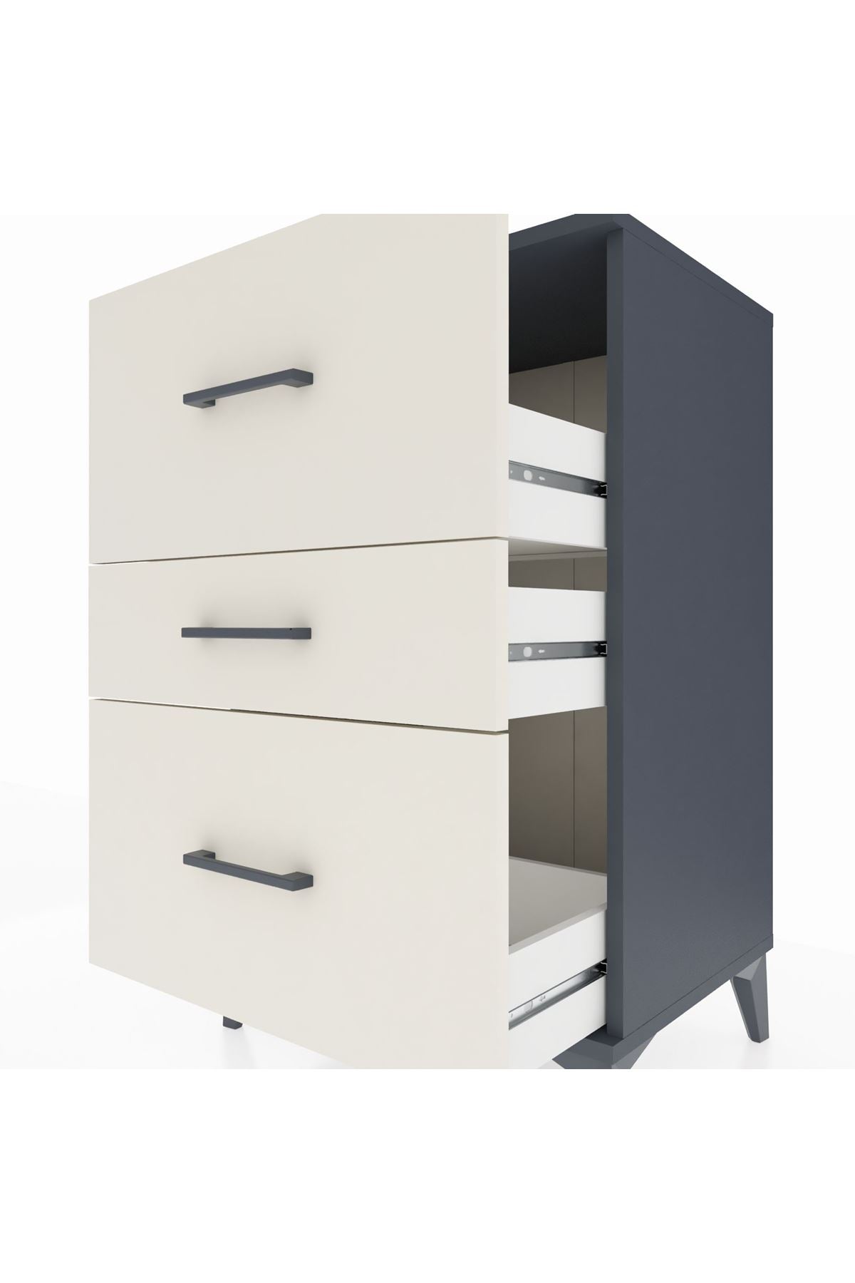 Hyperion Komodin 3 Çekmeceli 60x44x96 Antrasit-Aytaşı