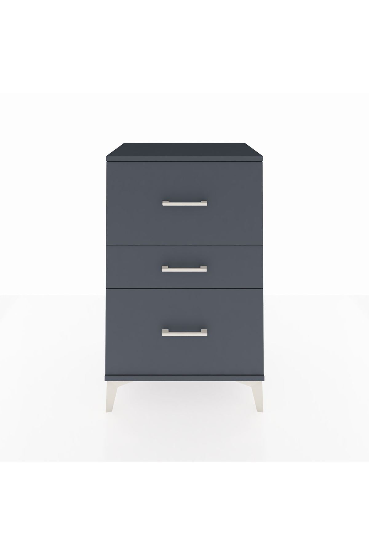 Hyperion Komodin 3 Çekmeceli 60x44x96 Antrasit-Antrasit