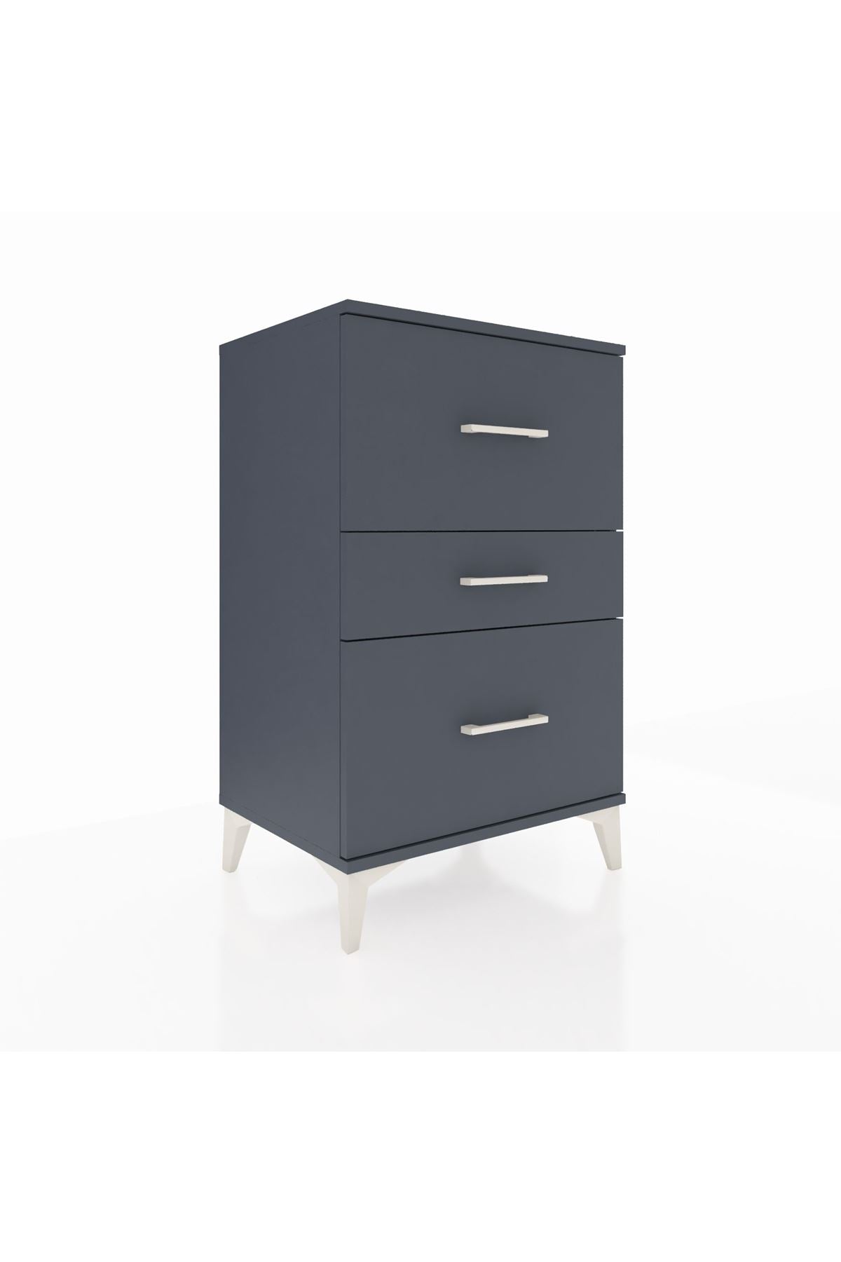 Hyperion Komodin 3 Çekmeceli 60x44x96 Antrasit-Antrasit